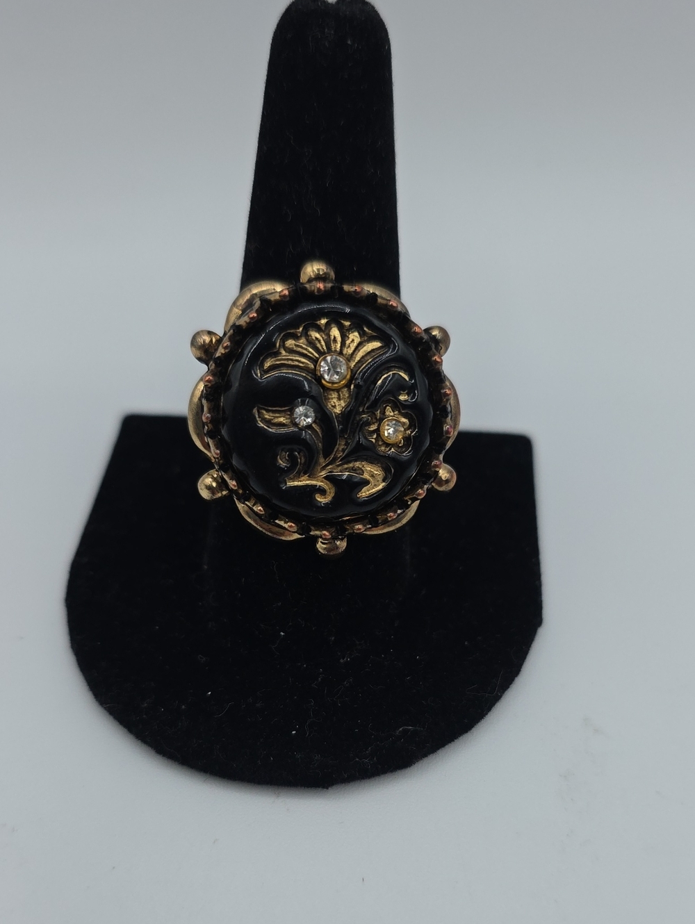 Disney Captain Jack Sparrow Black and Gold Floral Statement Ring